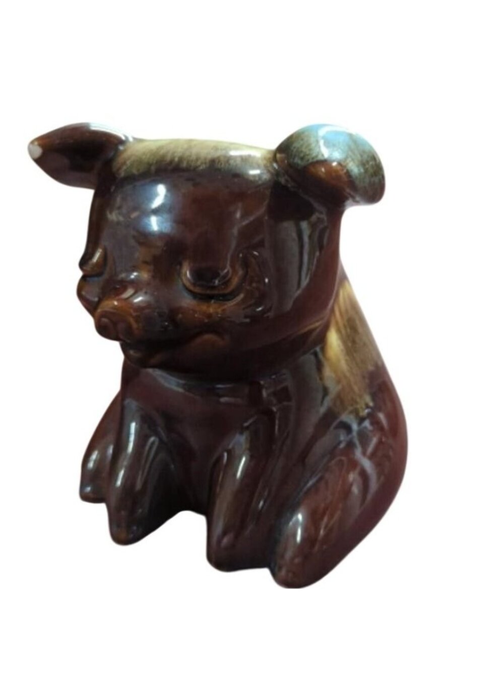 Hull Pottery Brown Drip Sitting Pig Bank